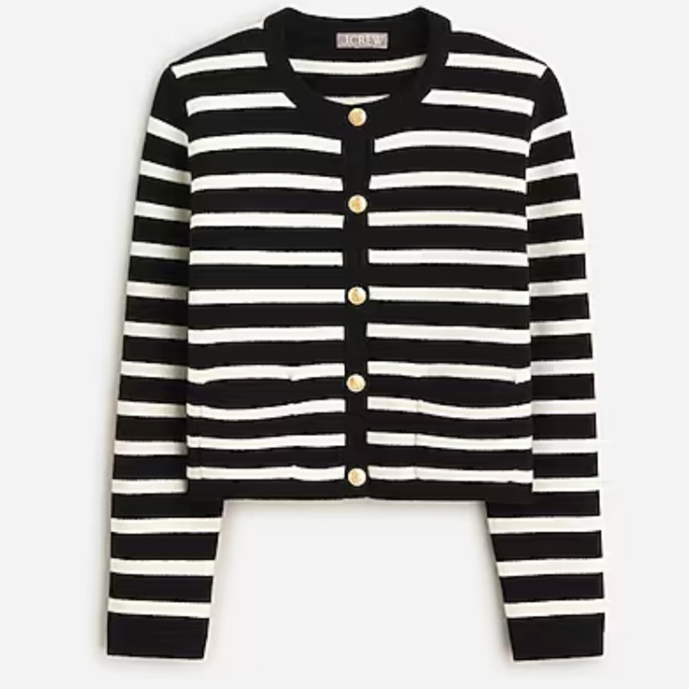 J. Crew Black and White Striped Cardigan